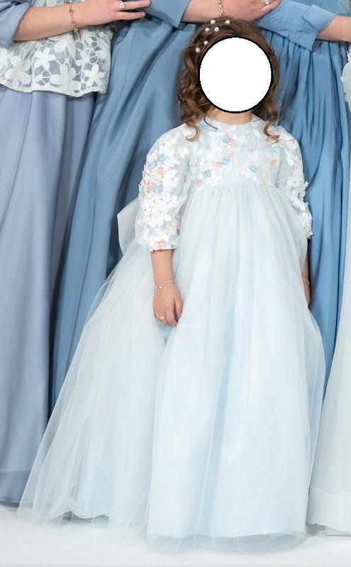 Beautiful custom light blue girls gown for rent