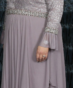 Beautiful Vintage Rose Lace and Chiffon Gown for sale