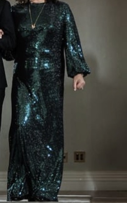 Beautiful black and green Mac Duggal gown for sale