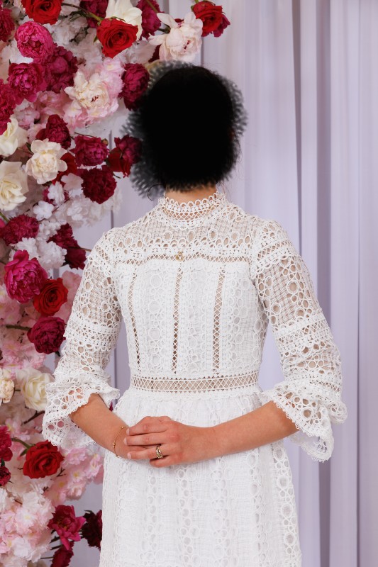 custom white cotton lace dress for sale
