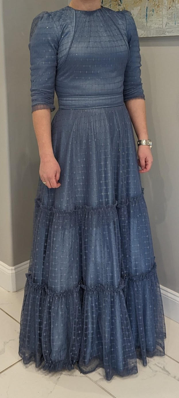 Slate blue exquisite gown for rent/sale