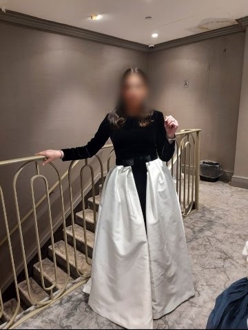 Black/ ivory Designer gown for sale