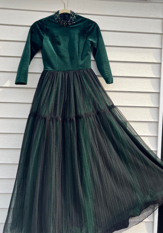 Stunning custom green gown for sale