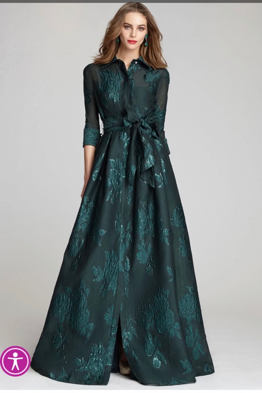 Beautiful Teri Jon Emerald green shirt dress for sale