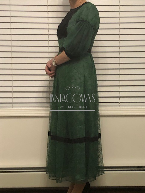 Burberry Prorsum (Italy) Green Black Lace Midi Dress for sale