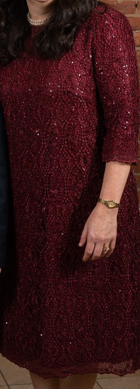 Pretty Lace/sequin burgundy/wine color dress for sale
