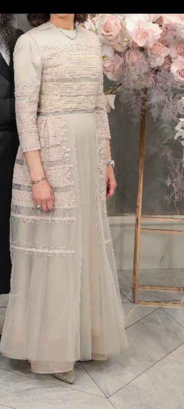 Magnificent custom made by Riki Mantel gown for sale