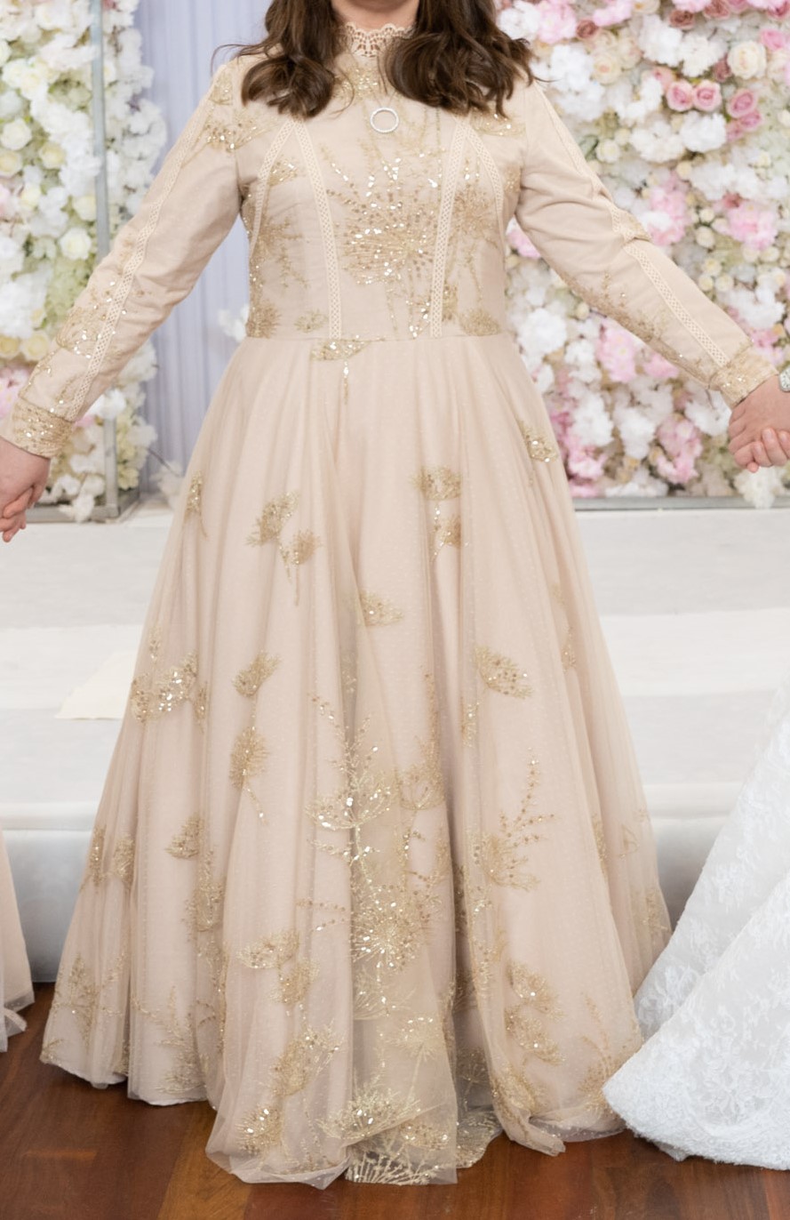 Taupe Tulle Gown for sale