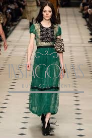 Burberry Prorsum (Italy) Green Black Lace Midi Dress for sale