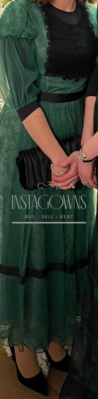Burberry Prorsum (Italy) Green Black Lace Midi Dress for sale