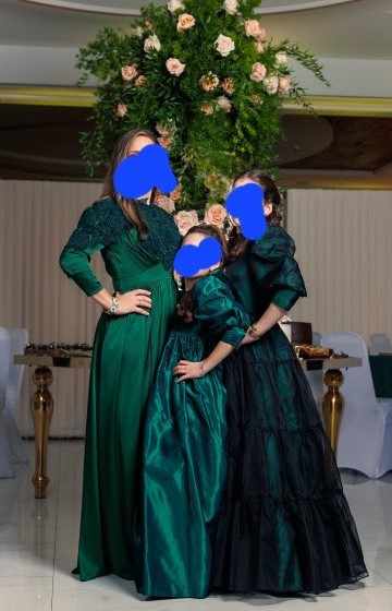 Kids emerald taffeta gown for sale