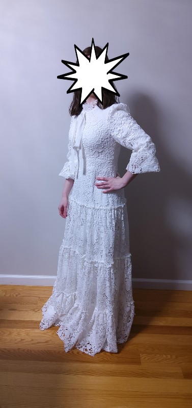 Beautiful ivory, white lace gown for sale