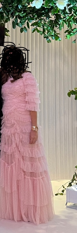 Elegant needle and thread pink sister of the bride gown for sale