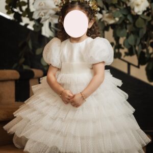 Little white Italian pleats tulle gown for sale