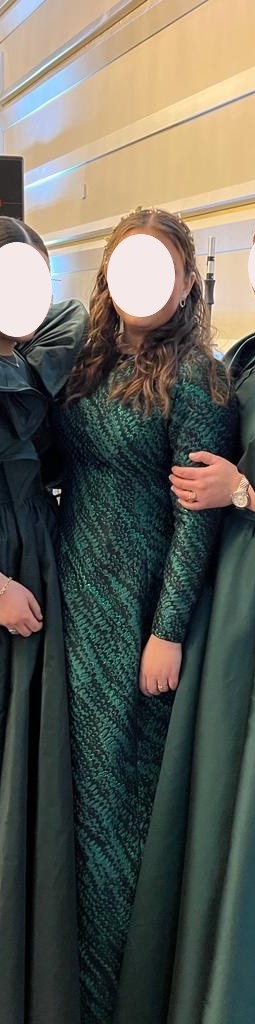 Green silk brocade Valentino style gown for sale