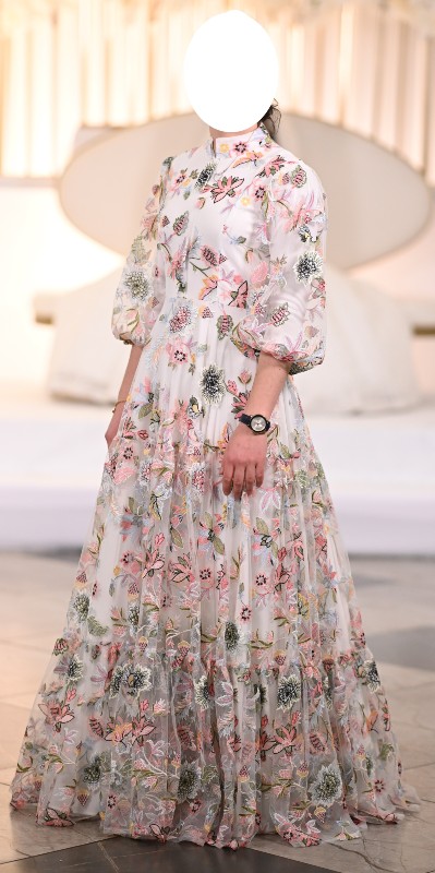 Stunning White Floral Exquisite Gown For Sale