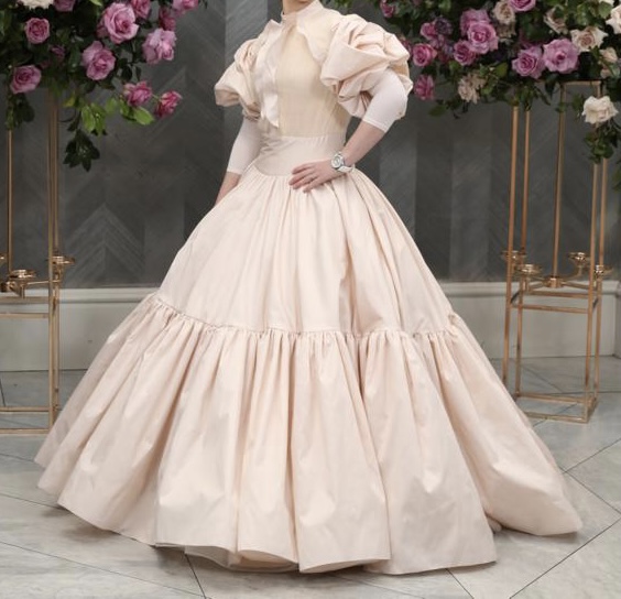 Tony ward light pink taffeta gown for sale