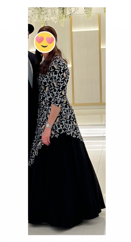 Beautiful custom black and floral gown for sale