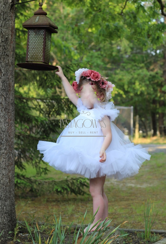 Adorable White Tulle Toddler Gown For Sale