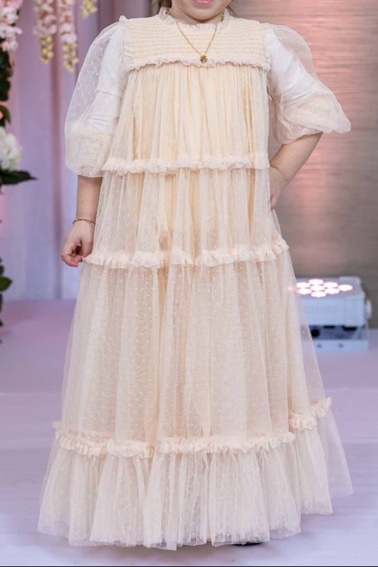 Adorable stylish girls gown in ivory beige for sale