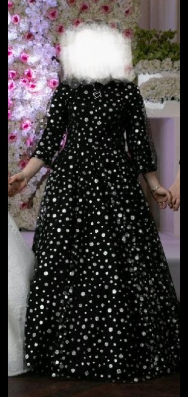 Exquisite black and silver gown for rent/sale