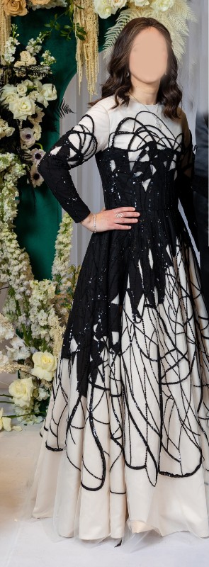 Elegant Black and White Gown for sale