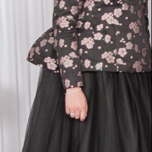Beautiful custom made black and pink two piece gown for sale