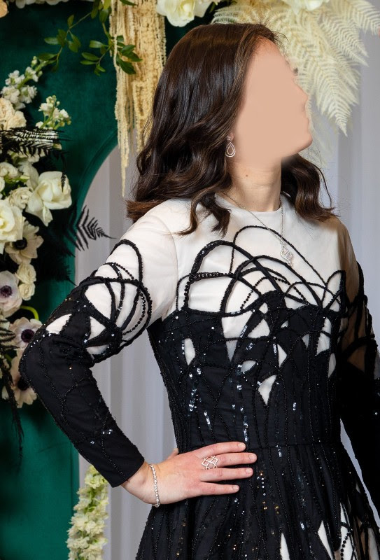 Elegant Black and White Gown for sale