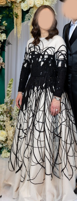 Elegant Black and White Gown for sale