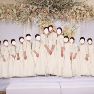 14 Magnificent Custom Ivory Girls French Lace Gowns for sale