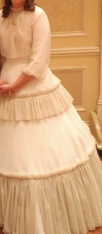 Ivory/Gold tulle shimmer gown for rent/sale