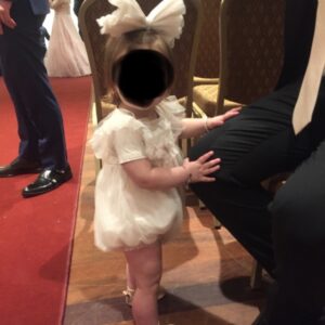 Adorable blush toddler romper for rent
