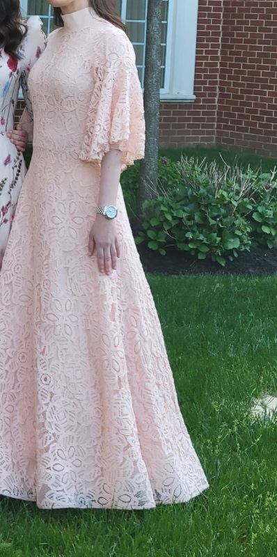 Lela rose designer blush gown for sale
