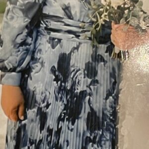 Stunning Custom Blue Floral Chiffon Gown for rent/sale