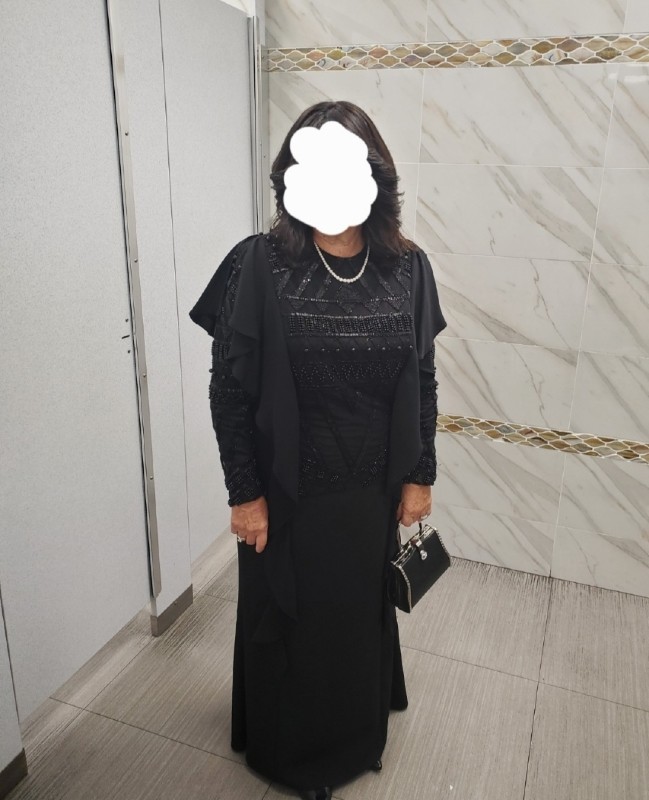 Elegant custom made mother of the bride black gown for sale