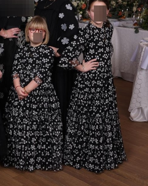 Black Klade gown with white flowers for sale
