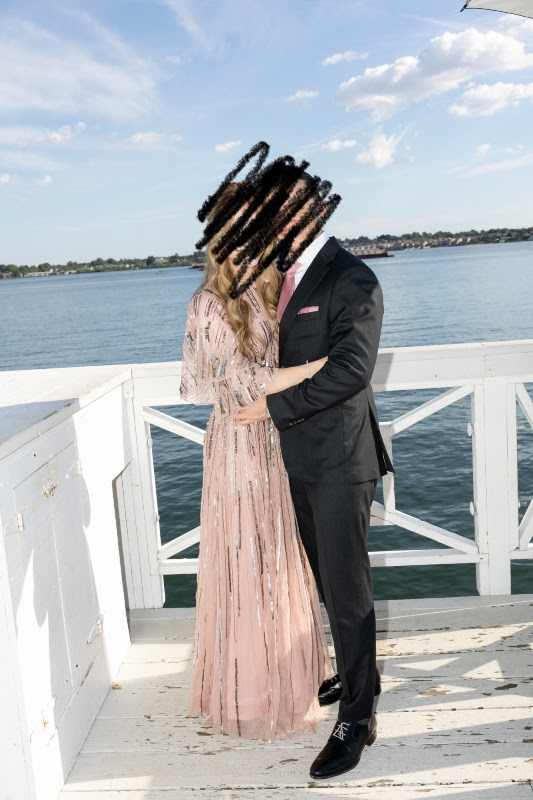 Elegant blush pink Mac Duggal gown for sale