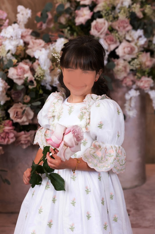 three designer embroidered linen gowns for sale