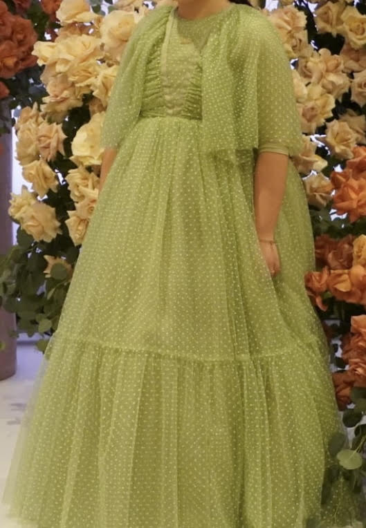 Gorgeous sage green tulle gowns for rent/sale