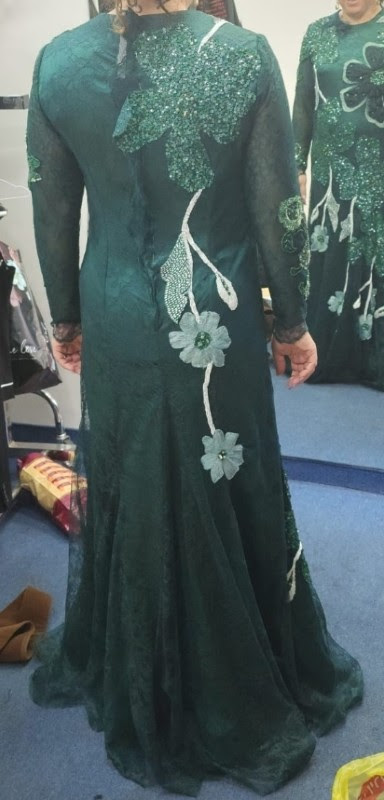 Exquisite emerald green custom made gown for sale