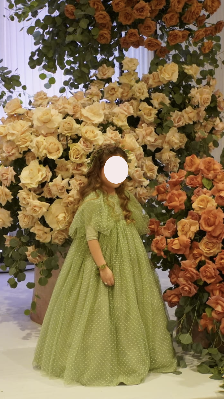Gorgeous sage green tulle gowns for rent/sale