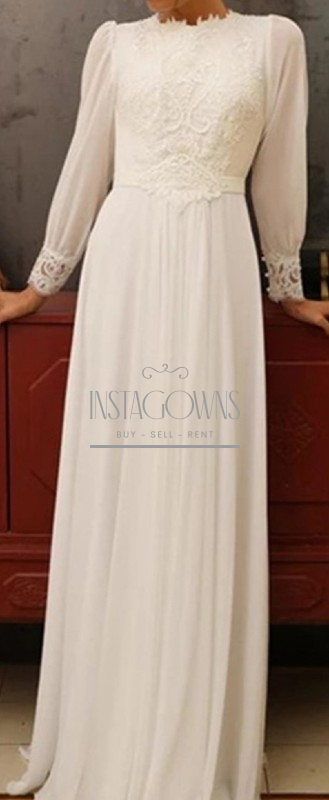 Beautiful Chiffon Lace Ivory Gown for Sale
