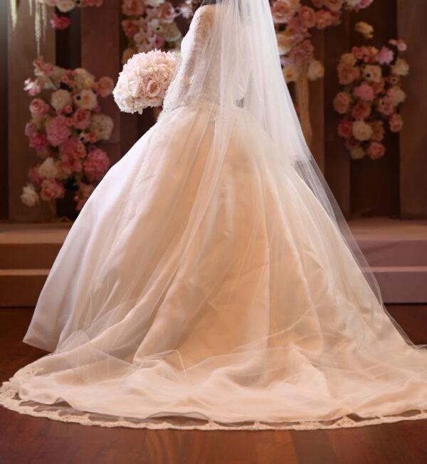 Elegant Kleinfeld’s Designer Gown with train for sale