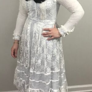 Beautiful white miris dress with a hint of light blue for sale!