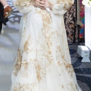 Miri Couture Champagne/Gold Maternity Gown for Sale