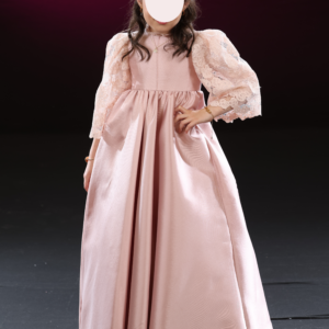 Exquisite Pink Silk ‘n Wool With Lace Girls Gowns For Sale