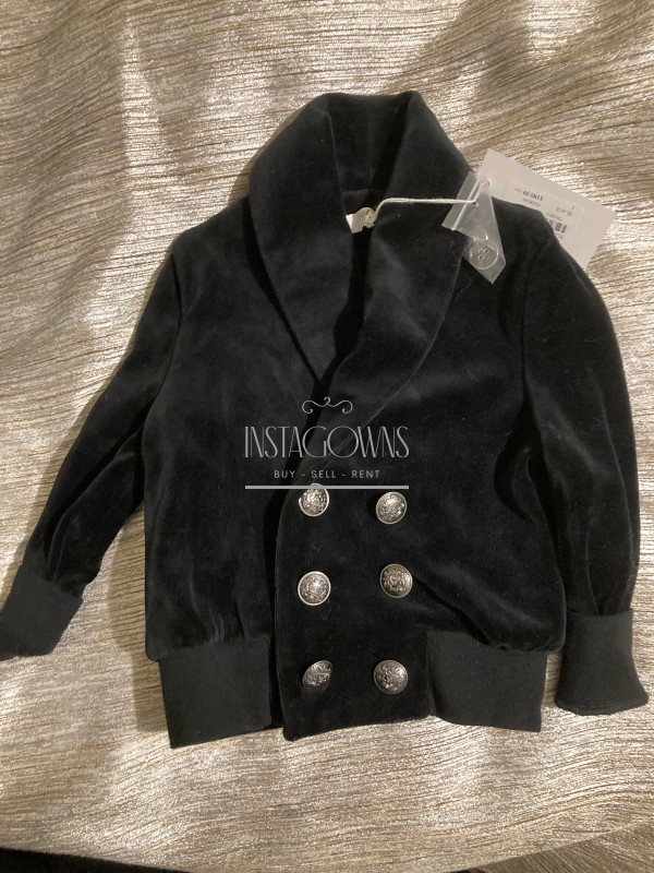 Adorable Black Velour Boys Coco Blanc Cardigans for sale