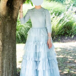 Gorgeous Light Blue Layered Lace and Tulle Gown for Rent/Sale