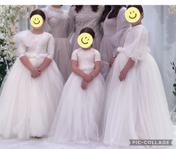 5 Gorgeous Tunza Tulle coordinating ivory girls gowns for sale