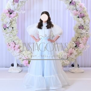 Beautiful custom blue and white gown for sale